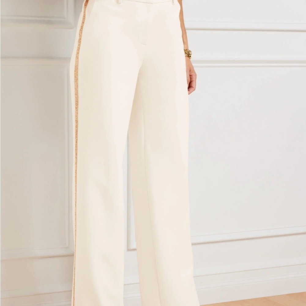 Size 10. Talbot’s Sequin Striped Cream Women's Pants